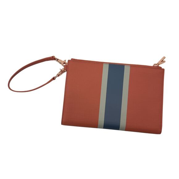 Dagne Dover Essential Clutch Wristlet Wallet Tri-Color Blue Rose Gold Hardware